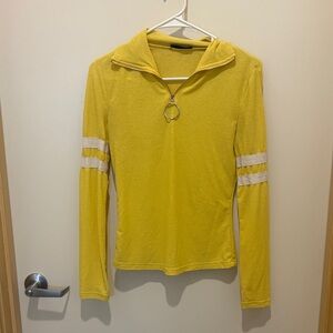 Yellow Long Sleeve Top with White Stripes